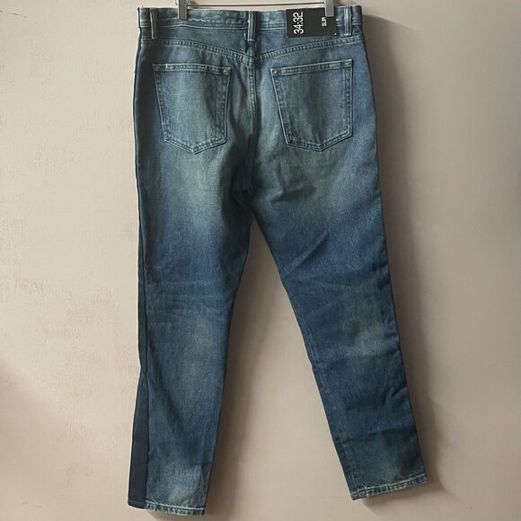 Urban Outfitters BDG Men's Faux Suede Side Slim Medium Wash Blue Jeans Sz 34 NWT - Picture 12 of 14